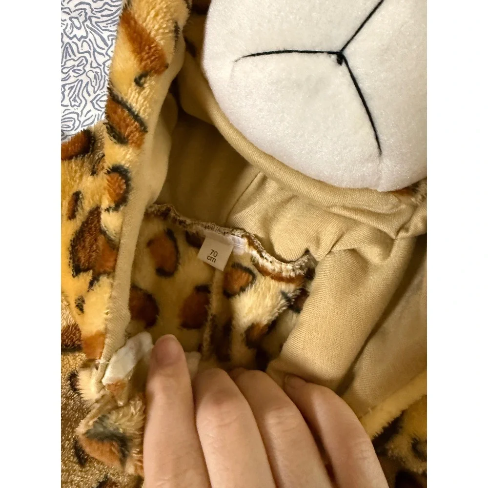 Baby Leopard Hoodie Zip Costume Size 70 6-12M Zoo Animal Party Warm Cozy Tail